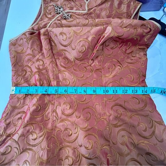 Gold Rust Brocade Qipao (Cheongsam) - Picture 13 of 15